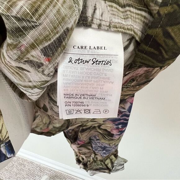 Los Angeles Atelier & Other Stories Voluminous Frilled Blouse Large Linen - Picture 7 of 9